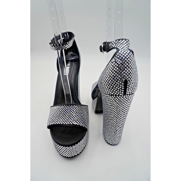 Steve Madden Glam Rhinestone Ankle Strap Crystal Platform Block Heel Sandal 9M - Picture 13 of 15